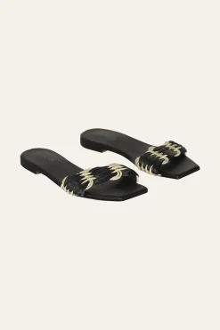 Hidden Messages Flats In Black & Ecru